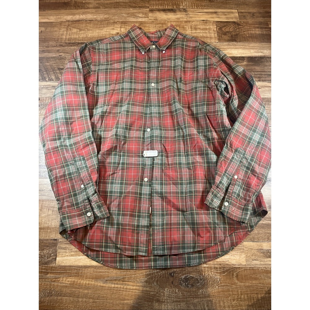 RALPH LAUREN Classic Fit Button Down Red/Green Plaid Shirt Men's Size XL